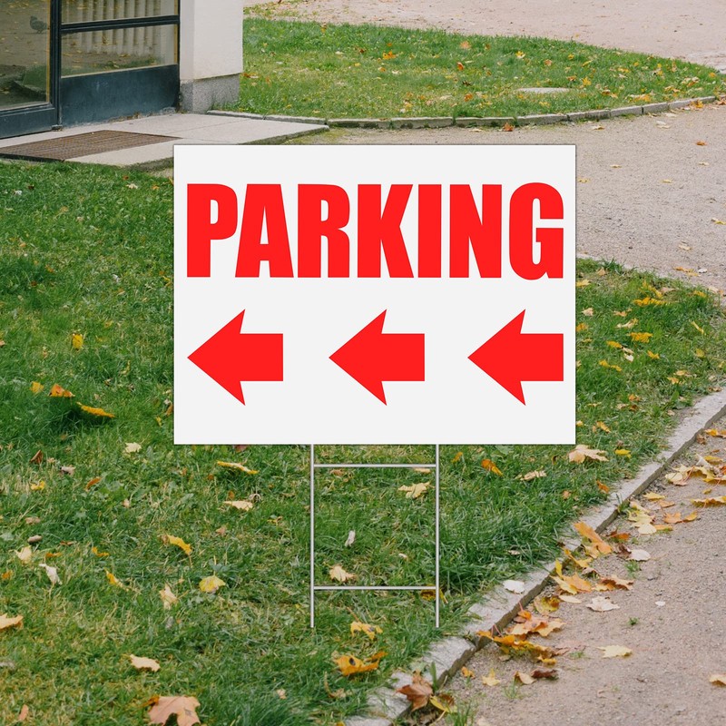 AUYKTE 2 Pack Parking Sign with Metal H-Stake, with Left