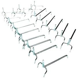 20-Piece Metal Hook Set, Perforated Wall Hooks for Tool Wall with Euro Holes