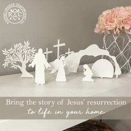 Holy Week Easter Advent - A Simple Family Tradition - Christian Easter Resurrection Scene Set Easter Display Religious Easter Decor Resurrection Decor (White)