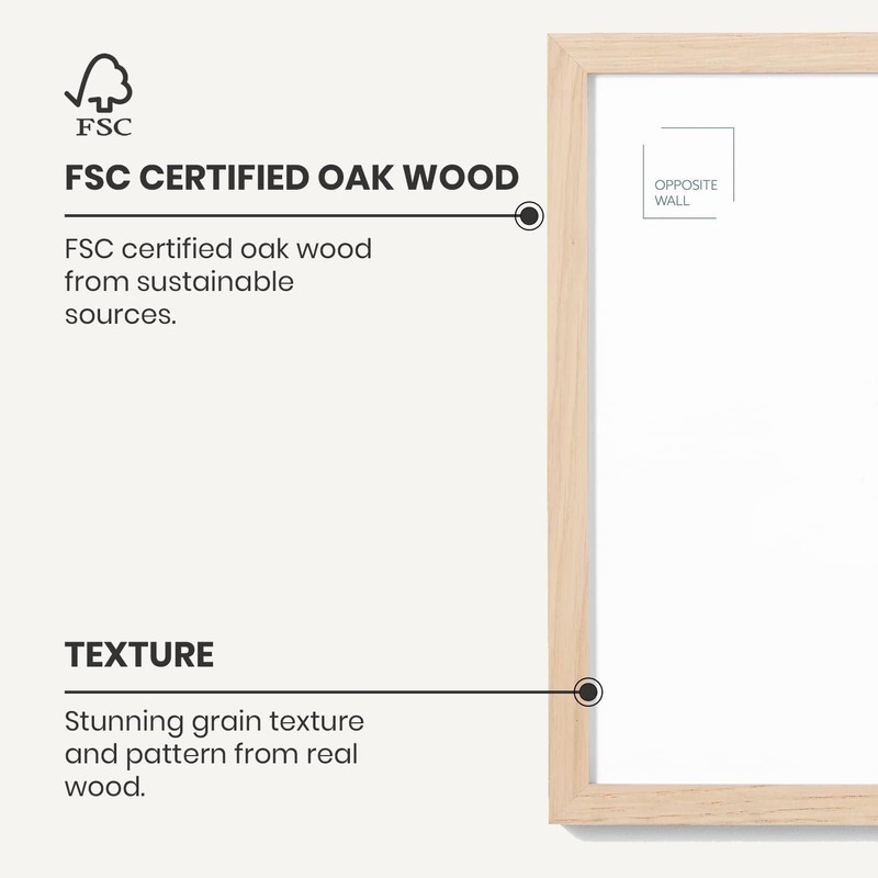 Opposite Wall - 12x18 in - Natural Solid Oak Wood