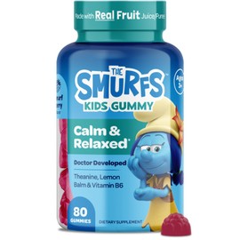 Smurfs Kids Calm Gummies | Calming Gummies for Kids with Lemon Balm & L Theanine for Kids | Made with Real Fruit | Doctor Developed | Gelatin Free Non-GMO No Artificial Flavors or Colors | 40 Servings