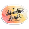 2 x 10cm Adventure Awaits Vinyl Stickers - Travel Sticker