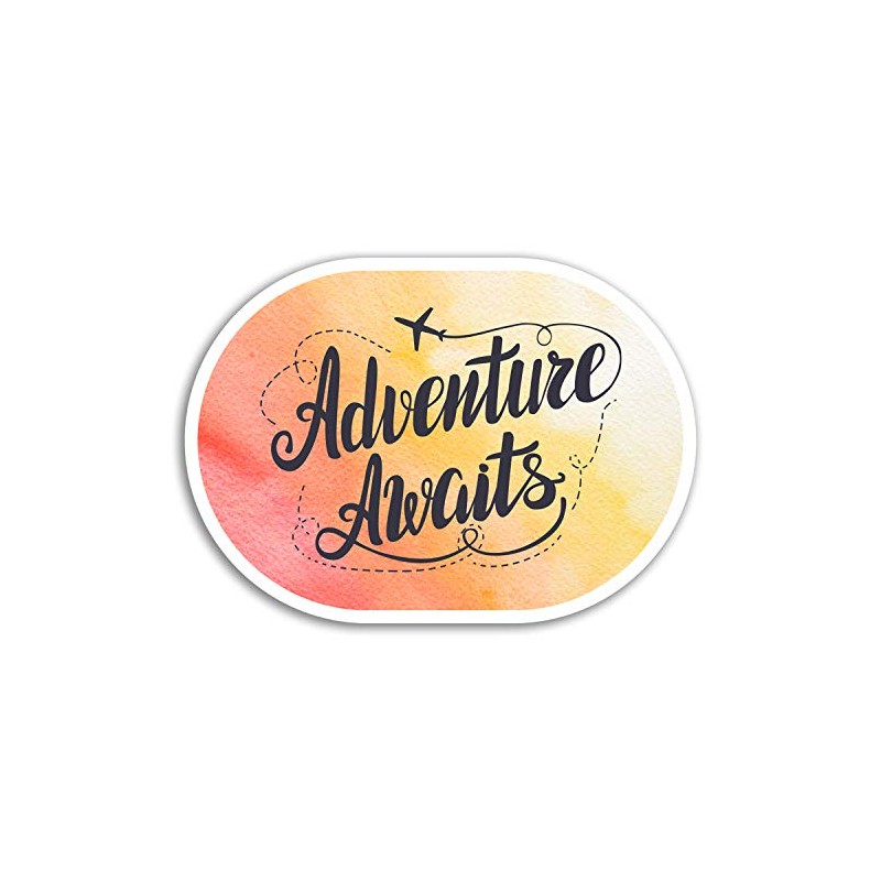 2 x 10cm Adventure Awaits Vinyl Stickers - Travel Sticker