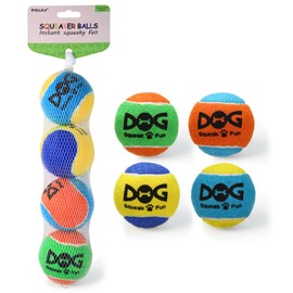 insum Squeaky Balls for Dogs, Squeaky Dog Toys Balls for Fetch, Funny Puppy Chew Toys, Built-in Squeaker, Idea for Doggie Birthday Gift, Medium - 4 Pack