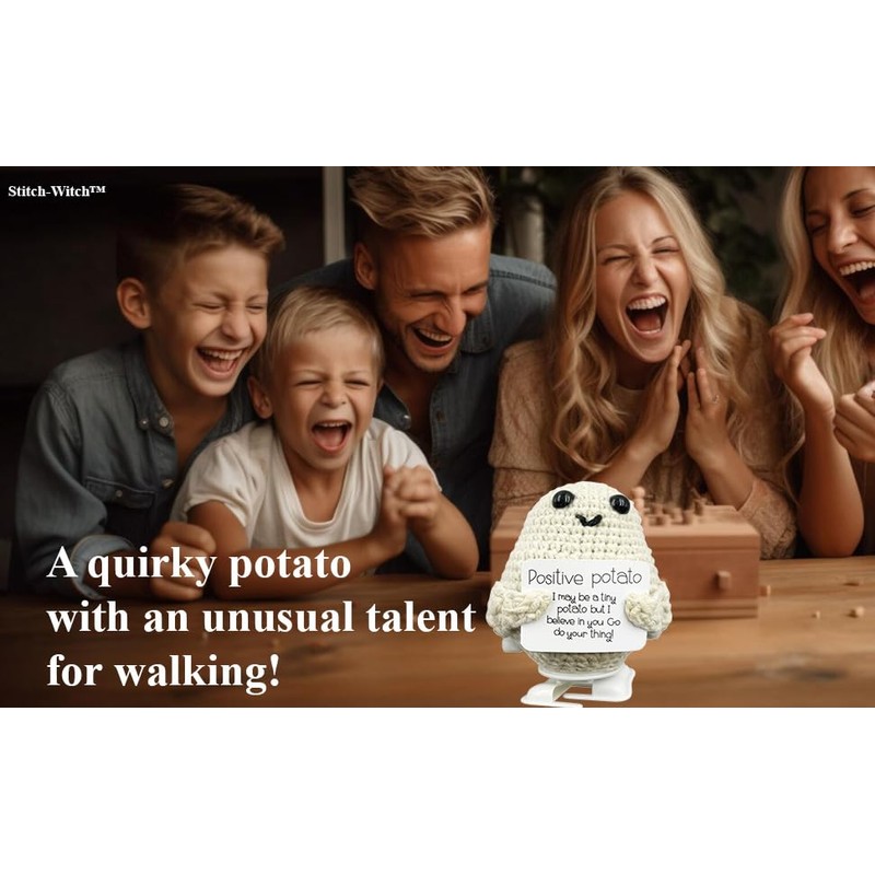 Stitch-Witch Hilarious White Elephant Gifts for Adults, Walking Potato Crochet,