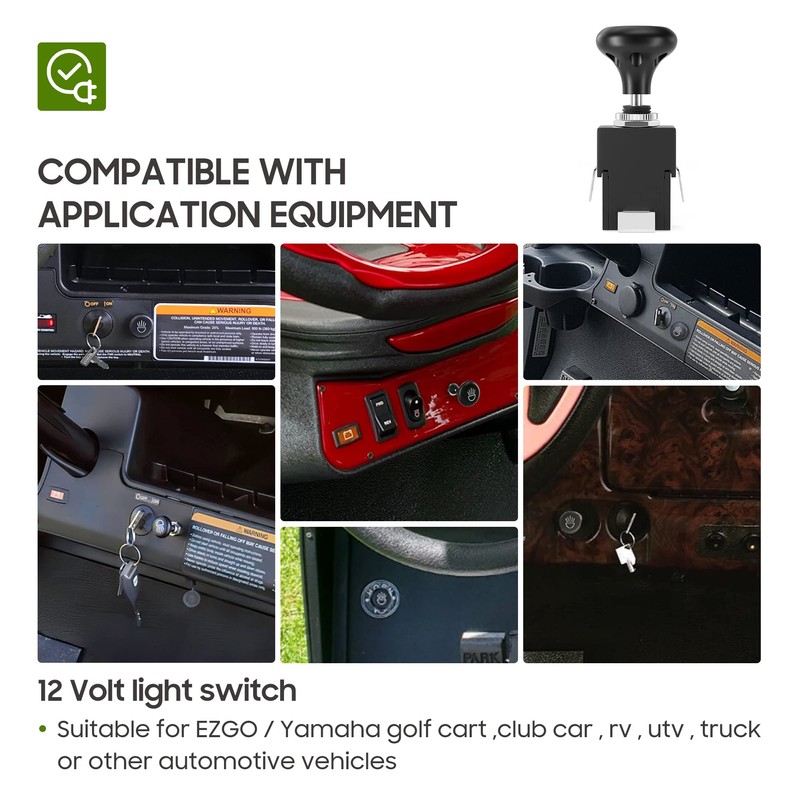 10L0L Universal Golf Cart Light Switch, Push Pull Headlight Switch