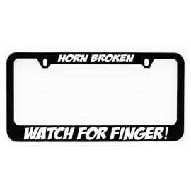 License Plate Frame, Horn Broken Watch for Finger Black Plate Holder, Tag Cover, Funny Car Frame, Auto Accessories, Cool Decoration, for USA & Canada License Plate