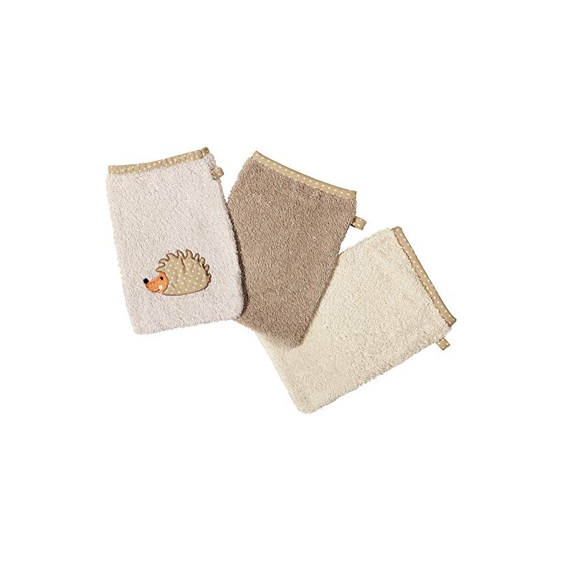 Erwin Müller Washing Mitt Set of 3 Applique Hedgehog 1x