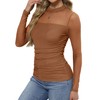 Fall Clothes for Women Ruched Mesh Long Sleeve Turtle Neck
