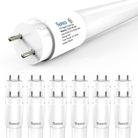 Sunco 2ft LED T8 Frosted Glass Tube for Replacement Fluorescent Commercial Work Office Hallway Warehouse, Type B, 10W 1200 Lumens, 5000K Daylight, Non-Dimmable, 100-277V, 50,000 Hour Lifetime 12 Pack.