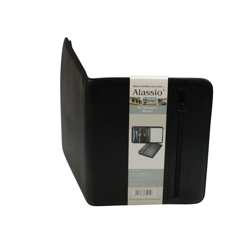 Alassio Conference Folder Zipped 3 Compartments A4 Leather-look Black Ref