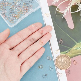 UNICRAFTALE Approximately 80 Pieces, 4 Colors, Inner Diameter 0.2 inch (4 mm), Ring Beads, Bead Charms, Hanger Beads, 304 Stainless Steel, Bail Beads, Hanger Links, Hanging Beads, Spacer Beads,