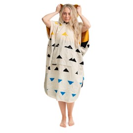 Arcturus Surf Poncho | Your Sauna Towel - Great for Cold Plunge | Hooded Changing Towel & Cover-Up | 100% Cotton Velour | 2-in-1 Design Converts Your Poncho to a Beach Towel (The Wedge, Adults)