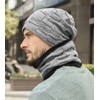 Generic Men's Winter Hat Scarf Set, Warm Knitted Hat and