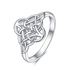 Celtic Knot Ring Sterling Silver Trinity Knot Band Ring Viking Irish Norse Engagement Promise Rings Jewellery Gifts for Women Girls 7/8, Sterling Silver, No Gemstone