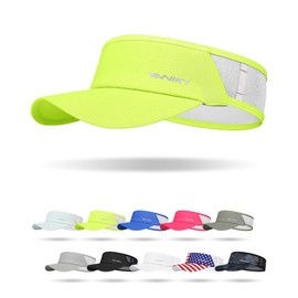 Sports Sun Visor Hats for Women Men Lightweight Breathable Cooling Stretchy Visors Foldable UPF 50+ for Running Tennis Golf (US, Alpha, One Size, Fluorescent Yellow)