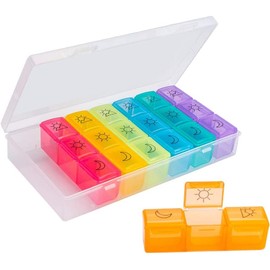 Organizador de Pastillas, Pastillero Semanal con 21 Compartimentos, Pastillero con Tres Compartimentos para La Mañana, El Mediodía y La Noche, Estuche Grande de Viaje de 7 Días para Vitaminas, Suplementos y Medicamentos