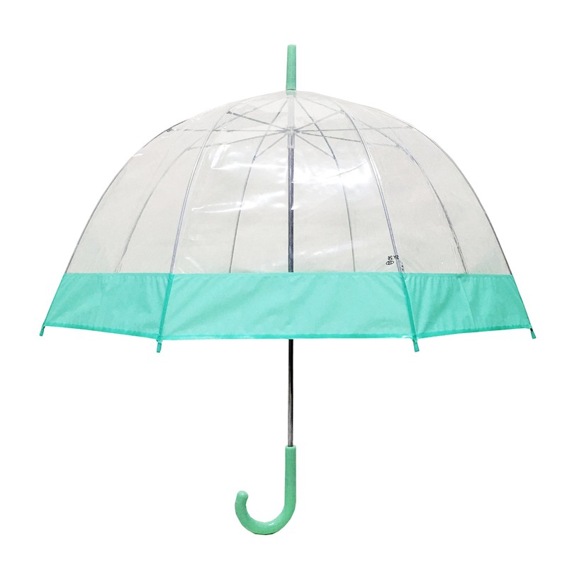 Clear Bubble Umbrellas Green Trim, Transparent Umbrella, Dome Shape Umbrella