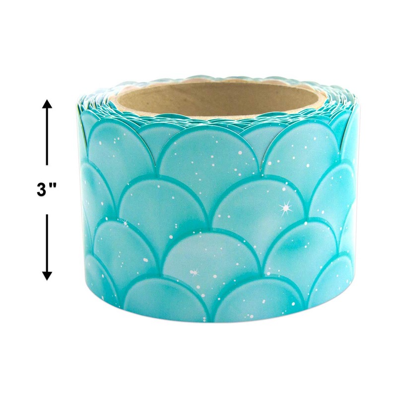 Ceiba Tree Ombre Turquoise Scallops Bulletin Board Borders for Classroom