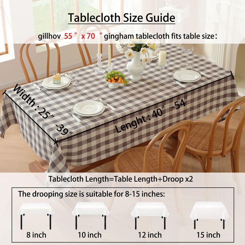 Checkered Tablecloth Rectangle Washable Buffalo Plaid Table Cloth Cotton Linen
