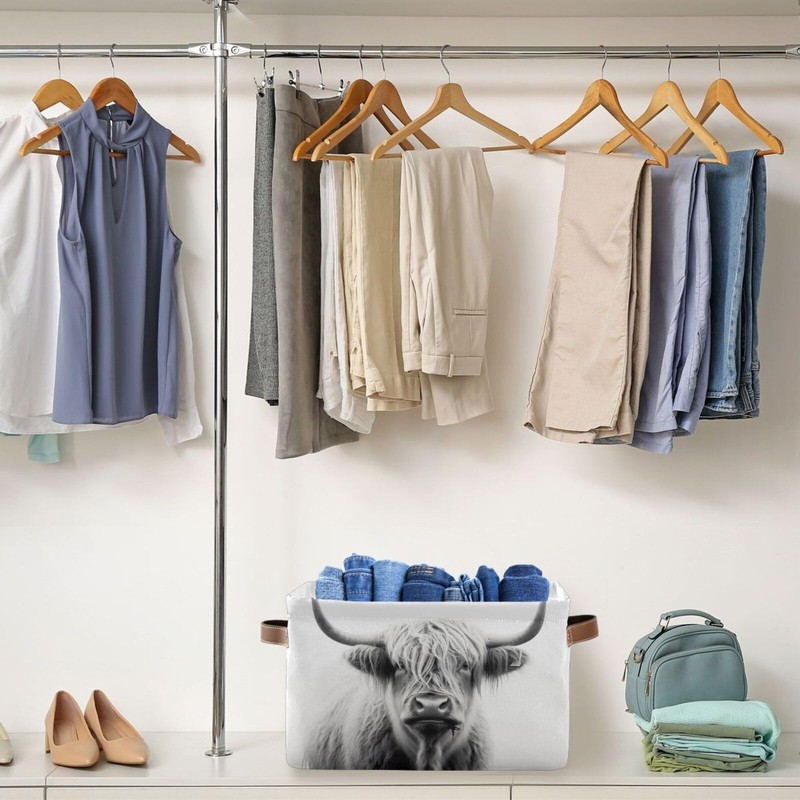 WELLDAY Storage Basket Highland Cow Closet Storage Bin Cube Organizer