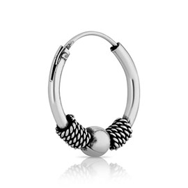 NKlaus Bali 2640 Single Hoop Earring 12 mm 925 Sterling Silver Medieval Gothic