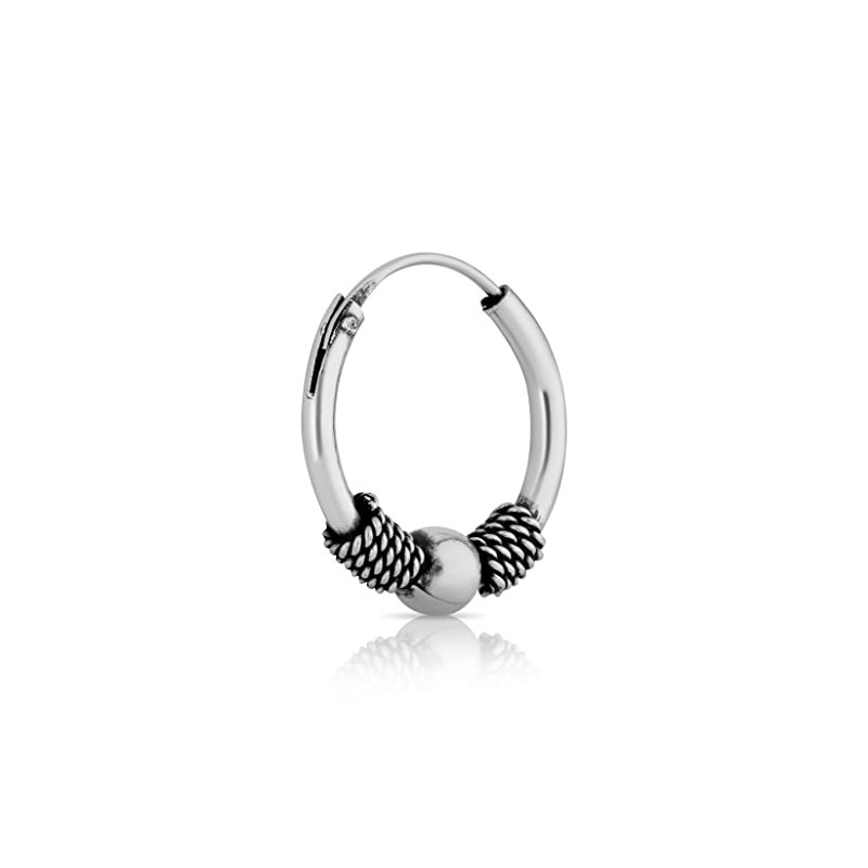 NKlaus Bali 2640 Single Hoop Earring 12 mm 925 Sterling