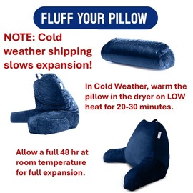 ComfortSpa Reading Pillow for Kids Teens Adult, Back Rest Pillow with Arms, Pockets, Washable Cover; Use as Back Pillow for Bed Sitting Up for Bedrest, Relief from GERD Heartburn (Standard Blue)