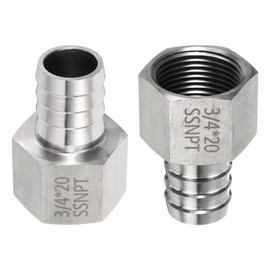 sourcing map Stainless Steel Barbed Fitting 3/4" NPT Female to 3/4" Hose ID for Home Brew Pipe Fitting Direct Thread Connector Durable Construction