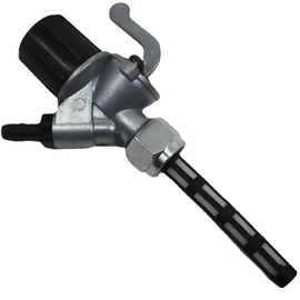 Fuel Tap Slanted for Simson S51 S50 S53 S70 S83 SR1 SR2 MZ ETZ TS ES 125 150 250 251 Fuel Tap with Water Bag and Filter Zinc Alloy (Petrol Tap Angled)