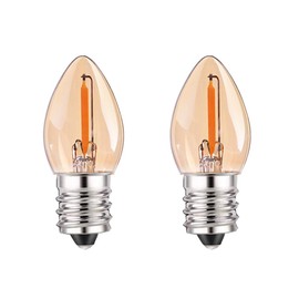 Tsunetani-C7 Edison 0.5W Equivalent to 5 Watt Incandescent LED Filament Mini Night Light Bulbs - E12 Candelabra Base 2200K Ultra Warm White for Home Decorate 50Lumens - 10Pack (Amber Glass)