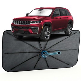 Car Windshield Sun Shade for Grand Cherokee 4XE 22-26,Foldable Car Sunshade