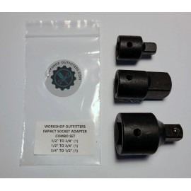 Workshop Outfitters Impact Socket Adapter 3-Piece Combo Set (1/2" to 3/8" 1/2" to 3/4" and 3/4" to