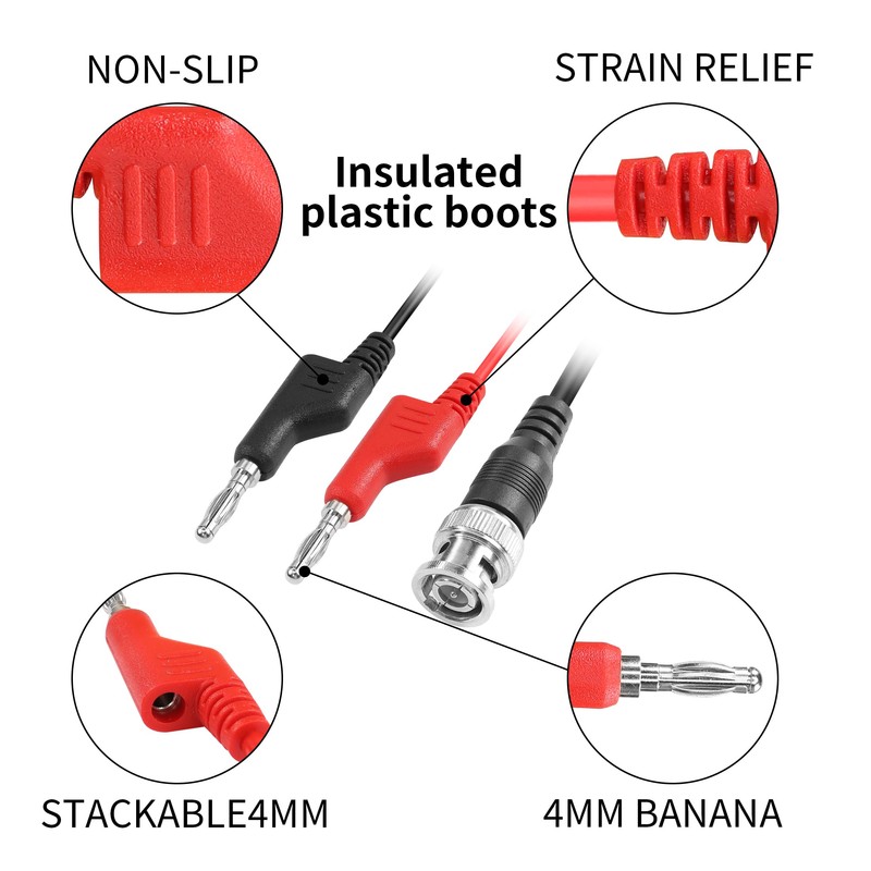 YACSEJAO BNC Test Leads 4.2FT/1.3M BNC to 4mm Stackable Banana