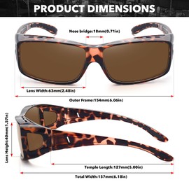 STORYCOAST Polarized Fit Over Glasses Sunglasses for Men Women Wrap Around Wear Over Sunglasses UV Protection Leopard Frame-Brown Lens