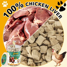 Chompz Freeze Dried Chicken Liver for Dogs and Cats, High Protein Training Treats or Meal Topper, Fresh Ingredient Snacks, Grain Free, Gluten Free, 3.8 oz (Chicken Liver 110g)