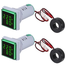 2PCS AC Voltage Current Meters, Dual LED Display Digital Voltmeter Ammeter AC 60-500V 0-100A Voltage Gauge with Transformer 110v 220v Voltage Tester Current Meter(Green)