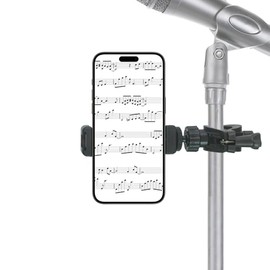 Mic Stand Phone Holder, Flexible Phone Mount with 7.9" Removable Gooseneck for Microphone Music Stand,Adjustable Phone Holder for (Mic-short)