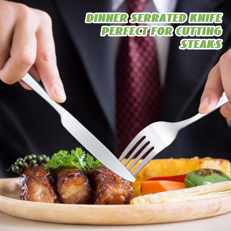 Nuenen 100 Pieces Stainless Steel forks and knives Dinner Flatware