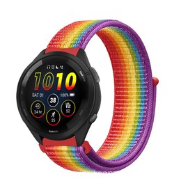 Niboow 20 mm Bracelet for Garmin Vivoactive 6 (42 mm)/Vivoactive 5/Vivoactive 3 Music/Forerunner 245, Nylon Bracelets for Garmin Venu Sq 2/Venu Sq 2 Music/Venu 2 Plus/Venu Sq/Venu Sq Music - Rainbow