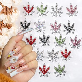 Fall Nail Charms 12 Pcs Maple Leaf Nail Charms for Nails 3D Alloy Maple Leaves Nail Supplies Shiny Crystal Rhinestones Design Nail Gems Autumn Nail Jewelry for Women DIY Thanksgiving Nails Decoration