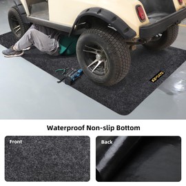 AIPSET Golf Cart Parking Mat, 9.18 x 4.92 ft Garage Floor Mat, Mechanic Pad for Most Golf Carts/UTV ATV/Motorcycle, Fast Oil Absorbent Waterproof Non-Slip, Prevents Floor Scratch and Stain