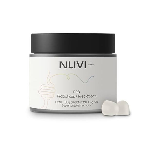 NUVI Gomitas de Prebiticos Probiticos Suplemento alimenticio 100 vegano, natural