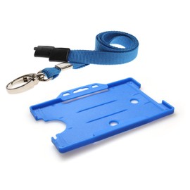 Customcard ltd® ID Card Holder and Lanyard Neck Strap with Lobster Metal Clip - Blue. Recyclable Holder and ECO Friendly Lanyard (Blue)