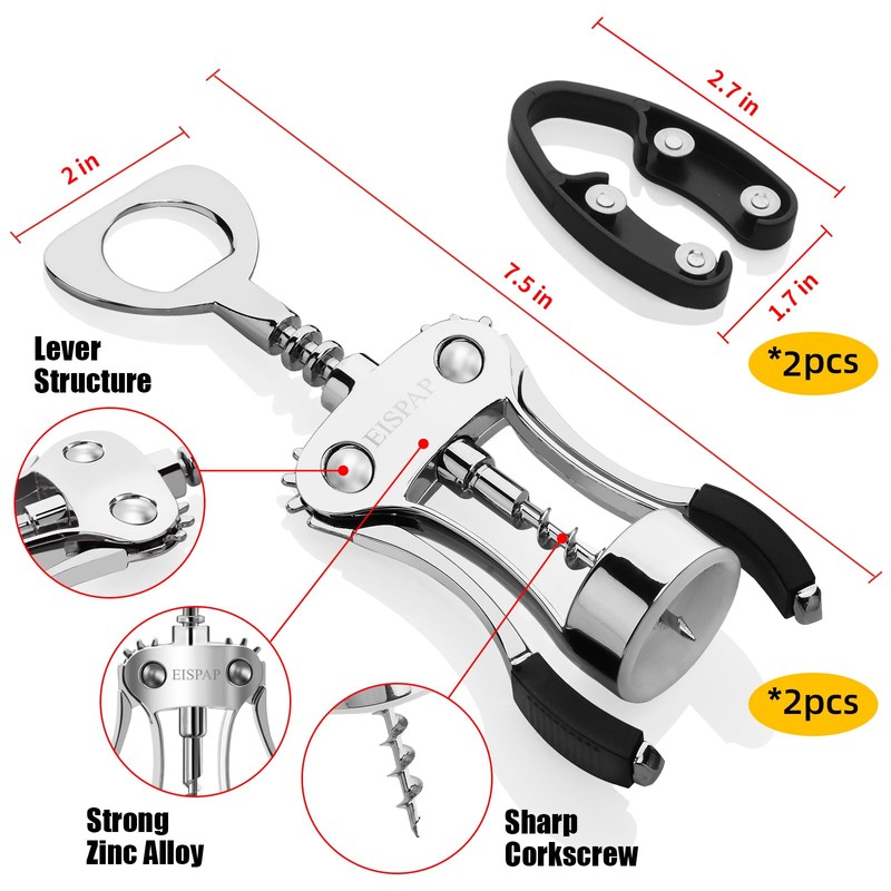 2 Pcs Powerful Wine Opener, Ergonomic Soft Touch Heavy Duty