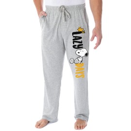 INTIMO Peanuts Adult Snoopy and Woodstock Lazy Days Character Loungewear Sleep Pajama Pants X-Large Heather Grey