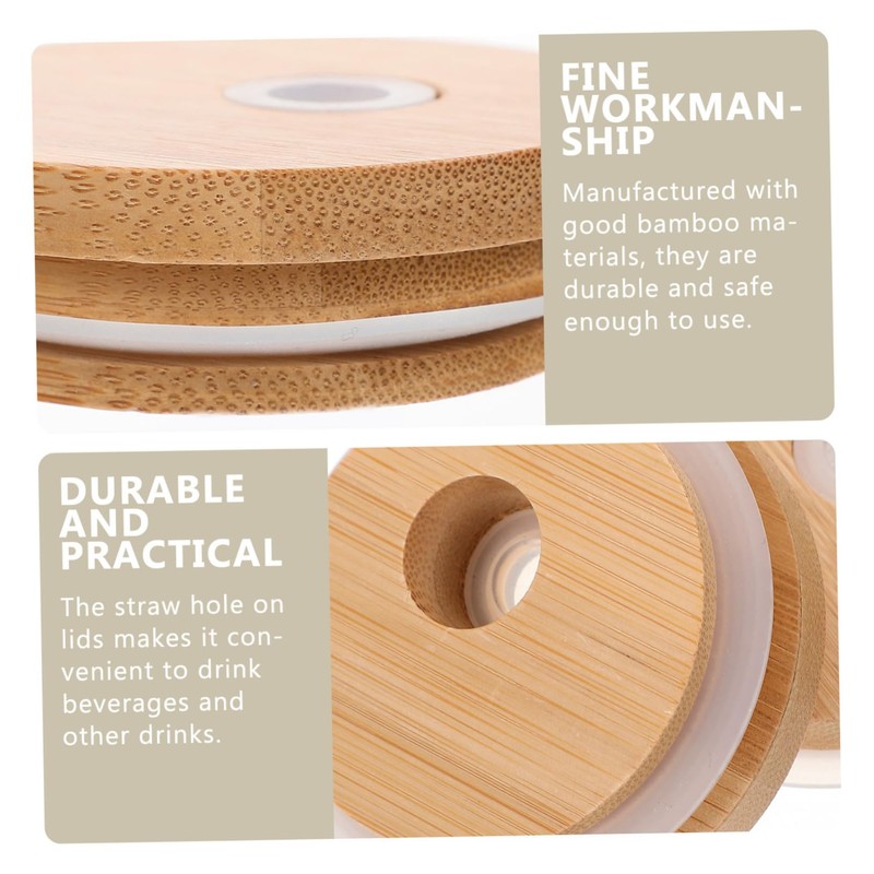VICASKY 4Pcs Bamboo Jar Lids for Wide Mouth Jars Practical