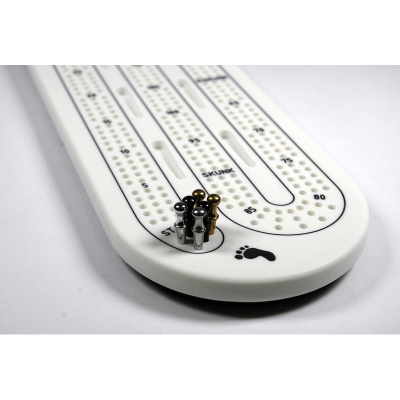 Premium Quality Solid Corian 3 Player Cribbage Board with 6
