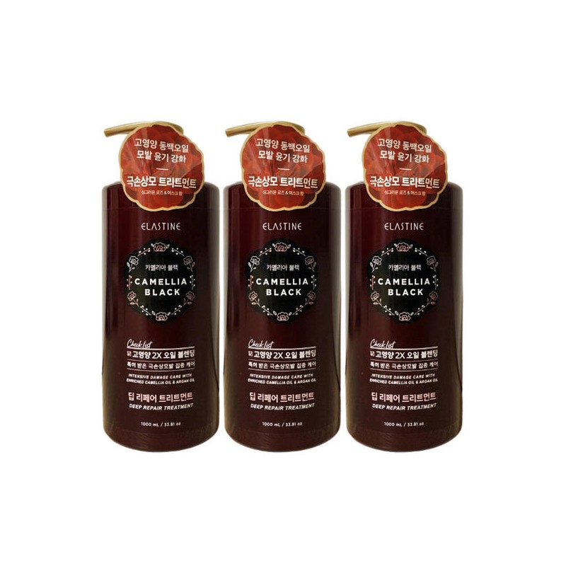 Elastin 엘라스틴 카멜리아블랙 트리트먼트 1L 3개 Elastin Camellia Black Treatment