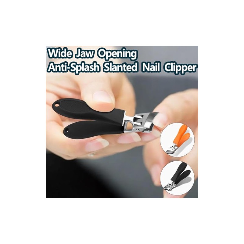 2PCS Anti-Splash Slanted Nail Clipper Set for Thick Nails